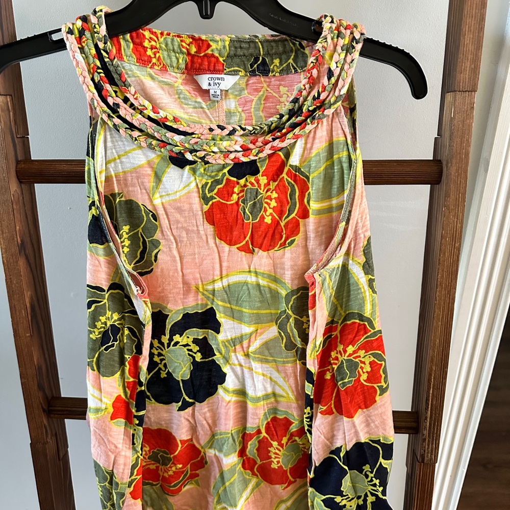 Crown & Ivy Vibrant Red and Green Top